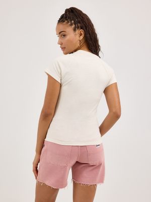 Women's Shrunken Raglan Logo in Whisper White