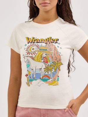 Women's Shrunken Raglan Logo in Whisper White