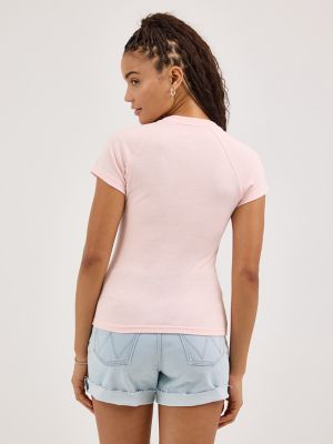 Women's Shrunken Raglan Graphic Tee in Rose Quartz alternative view 3
