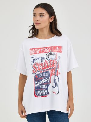 Wrangler Women s George Strait Oversized Tee White 112361056