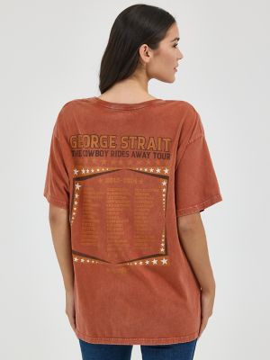 Women's Wrangler Retro® George Strait Oversized Band Tee in Arabian Spice Mineral Wash