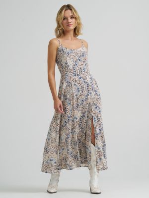 Womens Western Tank Maxi Dress:Cream Retro:L alternative view 2