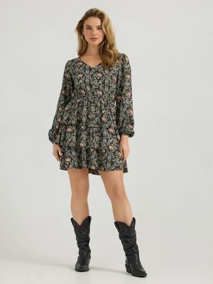 Women's Wrangler Retro® Vintage Tiered Long Sleeve Dress