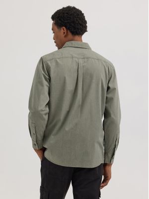 Men's Relaxed Fit Stretch Shirt in Olive Night Heather alternative view
