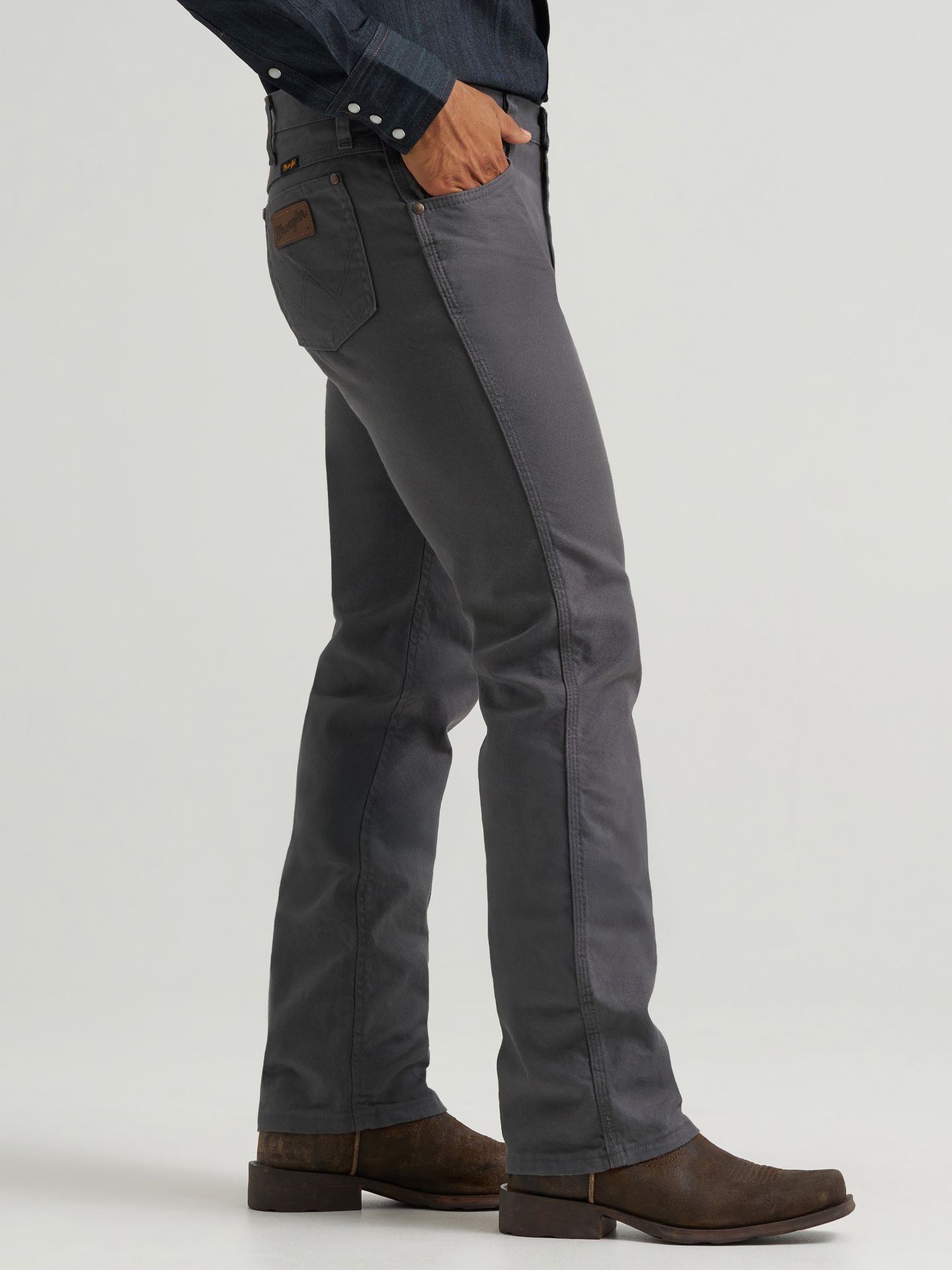 Мужские джинсы Wrangler Premium Performance Tough Comfort Cowboy Cut® Slim Fit Canvas, цвет: Серый — фото 4