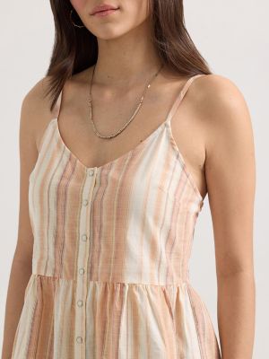 Women's Wrangler Snap Front Peplum Tank in Sandy Stripe