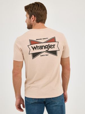 Men's Wrangler Back Graphic T-Shirt in Logo Tan