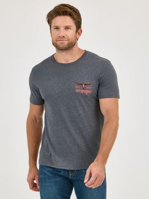 Men's Wrangler Back Graphic T-Shirt in Charcoal Bar