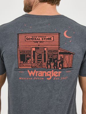 Men's Wrangler Back Graphic T-Shirt in Charcoal Bar