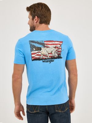 Boy's Logo Front Graphic T-Shirt in Azure Blue Heather