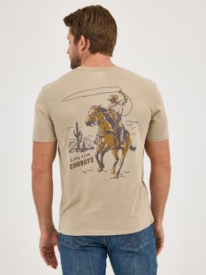 Men's Wrangler Mineral Wash Back Graphic T-Shirt in Trenchcoat