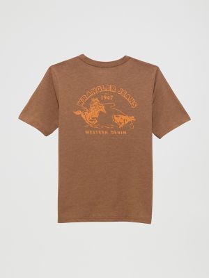 Boy's Western Back Graphic T-Shirt in Cacao Nibs Heather