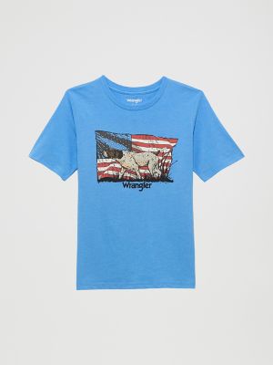 Boy's Logo Front Graphic T-Shirt in Azure Blue Heather