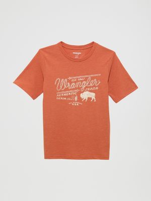 Boy's Logo Front Graphic T-Shirt in Mecca Orange Heather