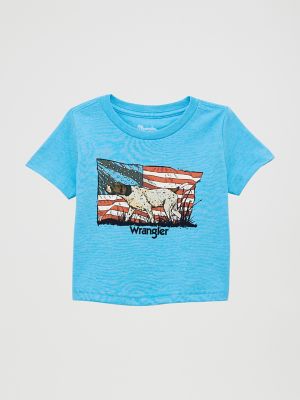 Little Boy's Short Sleeve Graphic T-Shirt in Azure Blue Heather