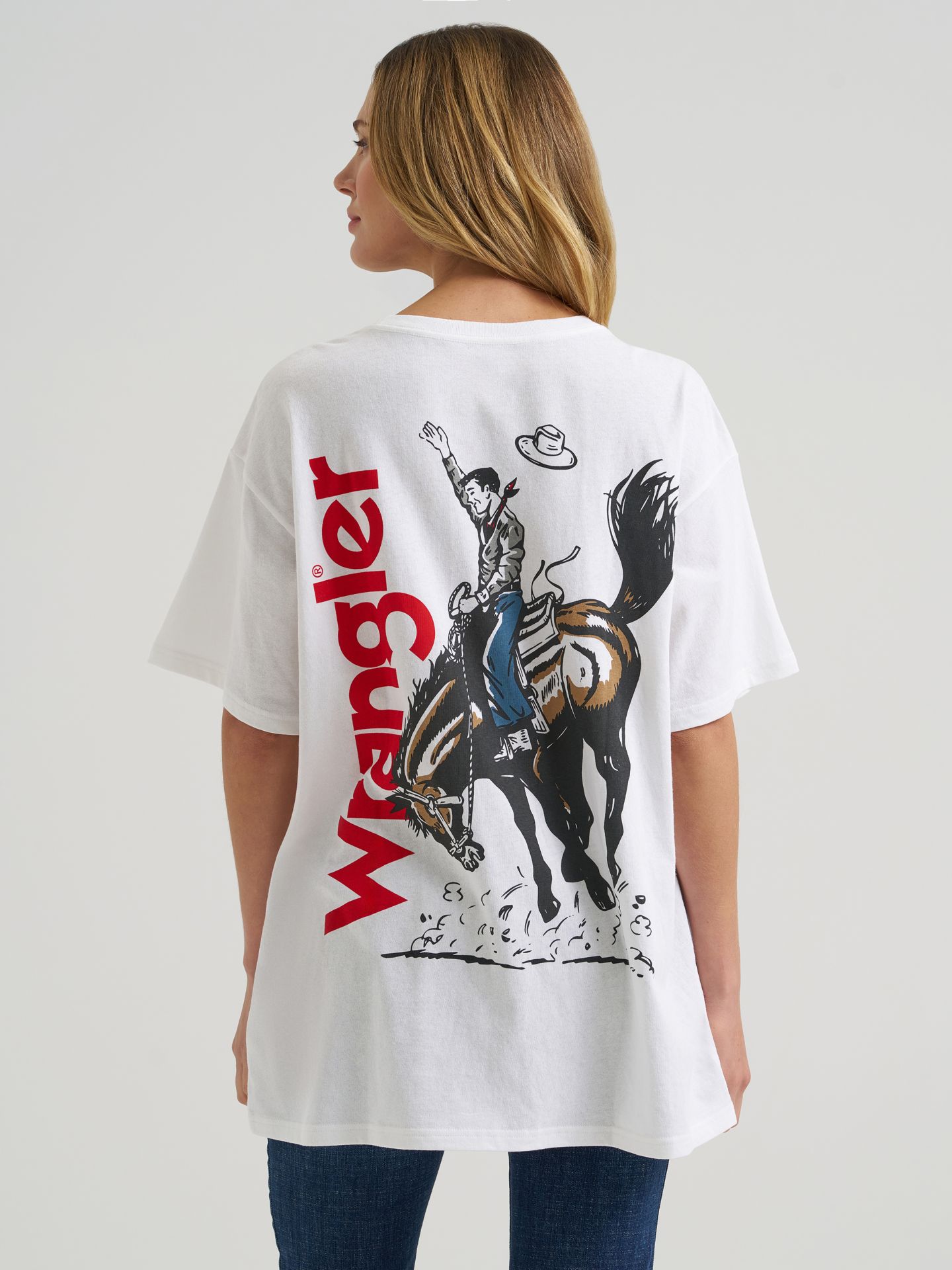 Женская футболка Wrangler Western Back Graphic Oversized, цвет: Яркий белый — фото 3