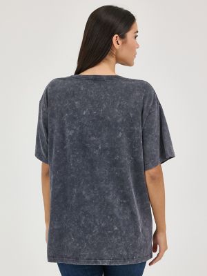 Women's Acid Wash Graphic Oversized Tee in Black Guitar alternative view