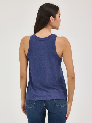 Women's Wrangler Western Graphic Goddess Tank in Navy Diamond
