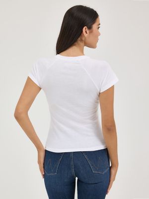 Women's Wrangler Shrunken Western Raglan Tee in Lets Go Rodeo/White alternative view
