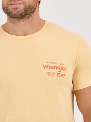 Men's Wrangler Mineral Wash Back Graphic T-Shirt in Golden Straw alternative view 3