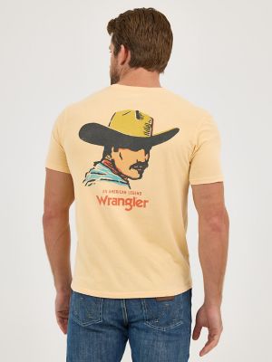 Men's Wrangler Mineral Wash Back Graphic T-Shirt in Golden Straw