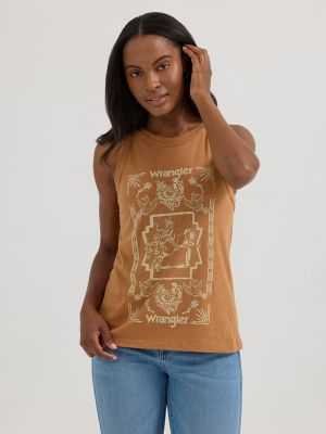 Women's Wrangler Western Graphic Goddess Tank in Argan Oil