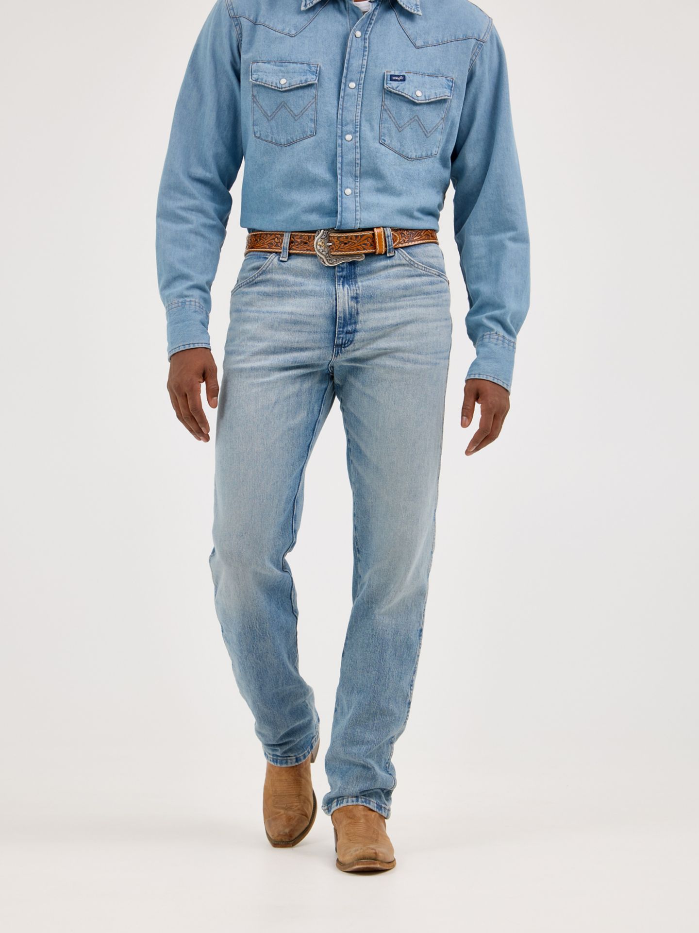 Мужские джинсы Wrangler Cowboy Cut® Original Fit Vintage Wash, цвет: Синий, вариант 1 — фото 4