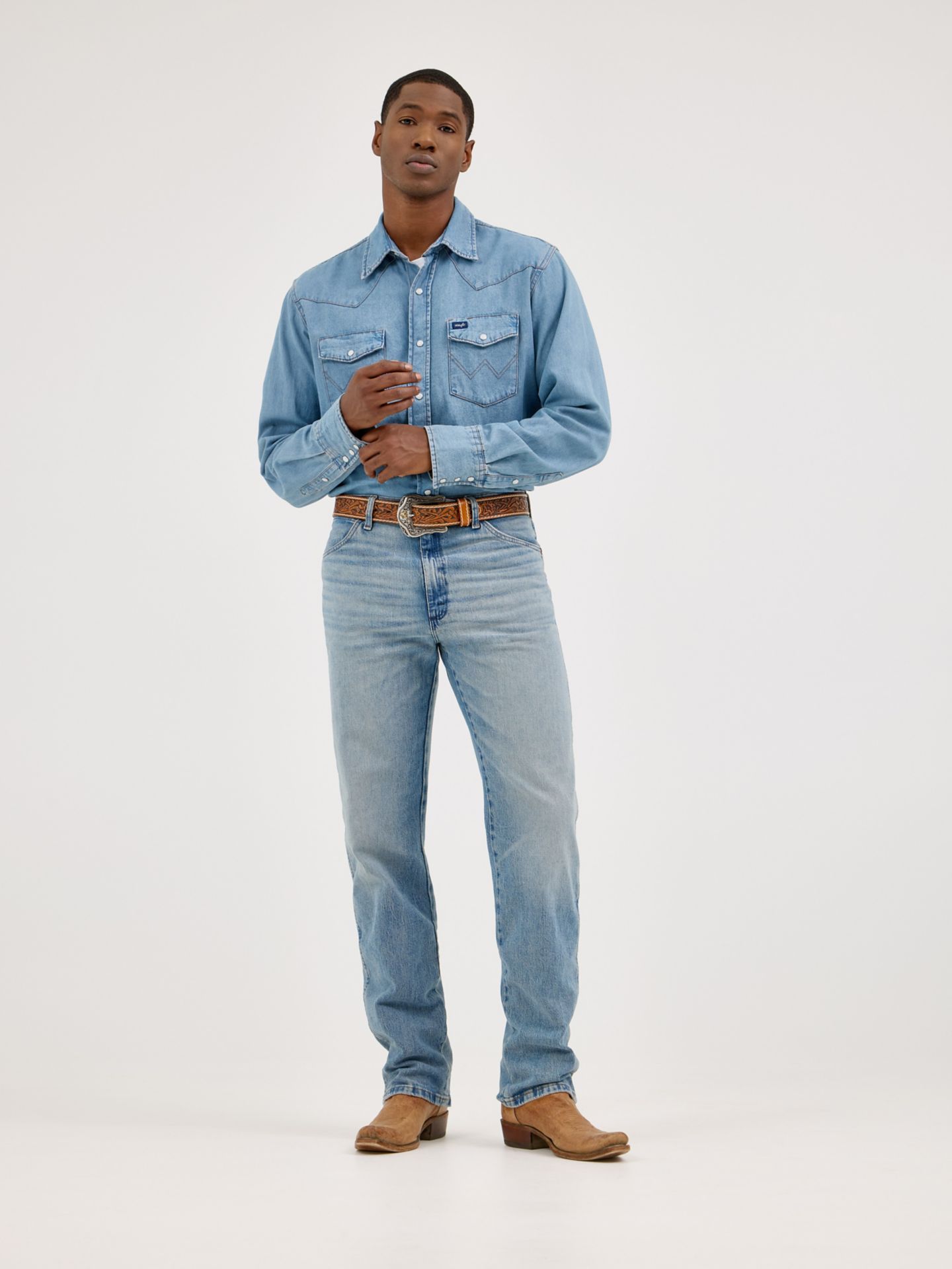 Мужские джинсы Wrangler Cowboy Cut® Original Fit Vintage Wash, цвет: Синий, вариант 1 — фото 6