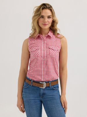 Womens Essential Western Snap Tank:Red Gingham:3XL alternative view