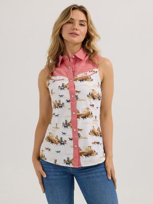 Women's Wrangler Desert Slim Western Snap Tank