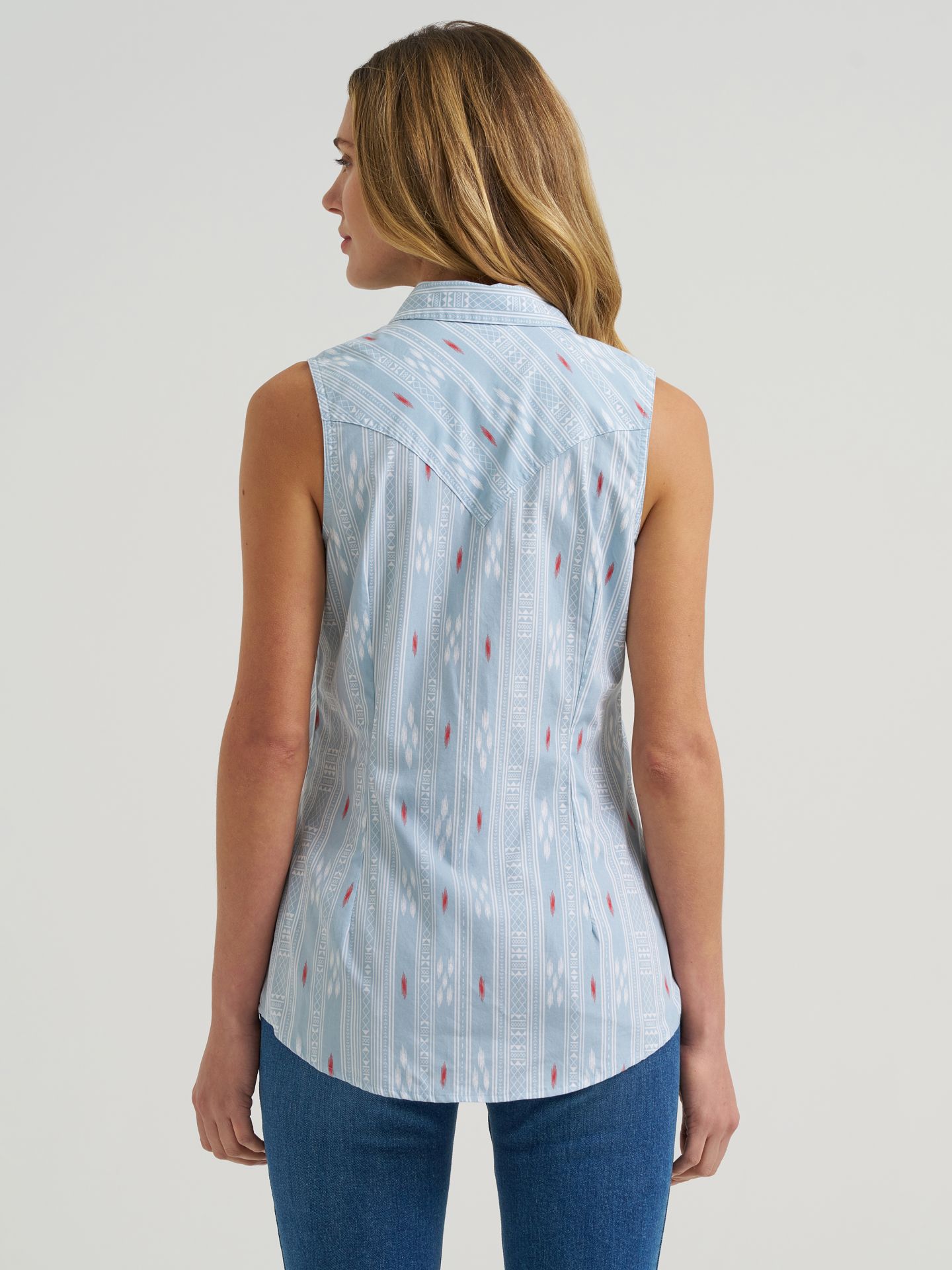 Женская футболка Wrangler Striped Slim Western Snap Tank, цвет: Синий пыльный — фото 3