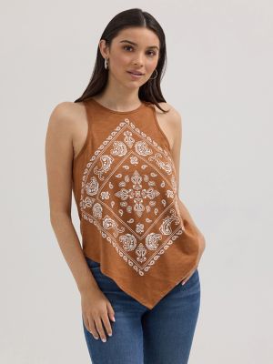 Women's Wrangler Bandana Diamond Front Tank in Sienna Brown alternative view