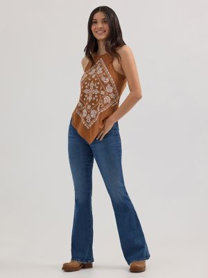 Women's Wrangler Bandana Diamond Front Tank in Sienna Brown alternative view 2