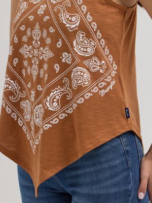Women's Wrangler Bandana Diamond Front Tank in Sienna Brown alternative view 4