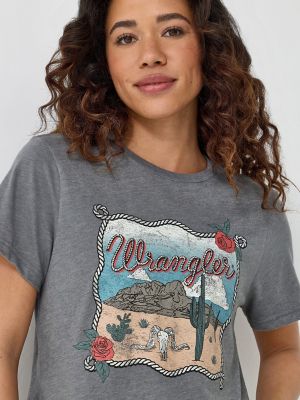 Women's Rope Desert Graphic Tee in Asphalt main view