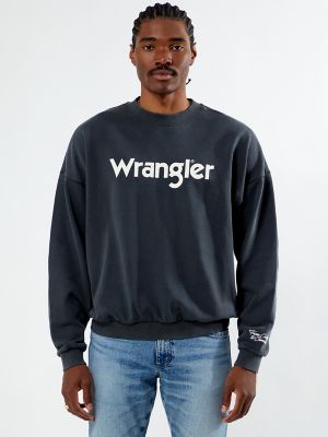 Wrangler Pacsun Mens Logo Sweatshirt Washed Black Size L