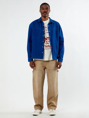 Wrangler® x PacSun Men's Twill Overshirt in Delft Blue