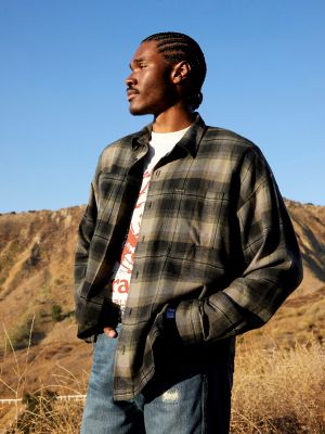 Pacsun flannel hoodie sale