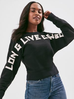 Women s Long Live Cowboys Crew Sweatshirt SALE Wrangler Shipping to Canada