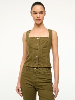 Wrangler + STAUD Trucker Top in Sergeant Green
