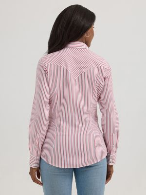 売れ筋商品|||ラングラー シャツ レディース トップス WESTERN SHIRT - Button-down blouse - silver pink LW1003K / Women's Pink Long Sleeve Western Blouse