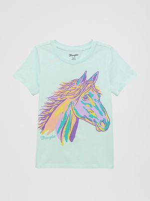 Girl's Wrangler Western Graphic Tee in Teal alternative view