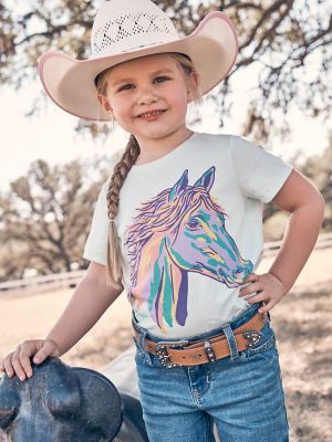 Girl's Wrangler Western Graphic Tee in Teal