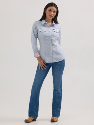 Women's Wrangler All Occasion Western Snap Shirt in Diamond Sky