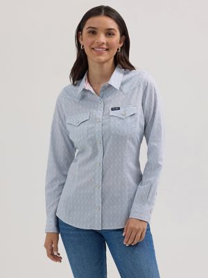Women's Wrangler All Occasion Western Snap Shirt in Diamond Sky