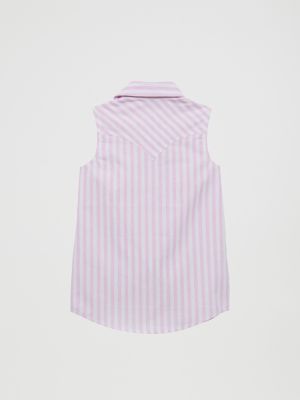 Girl's Striped Western Snap Tank in Purple