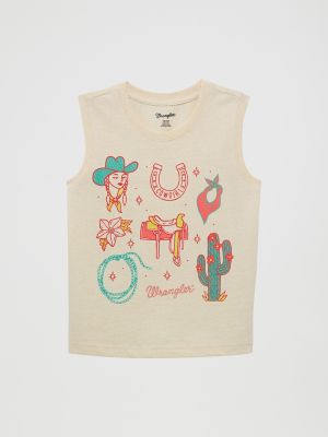 Girl's Western Graphic Tank in Cream
