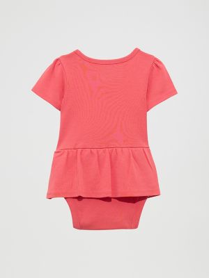 Baby Girl's Short Sleeve Logo Skirted Bodysuit in Red alternative view