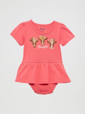 Baby Girl's Short Sleeve Logo Skirted Bodysuit