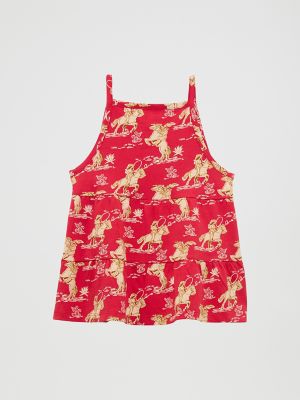 Girl's Cowgirl Tiered Knit Tank in Red Horse alternative view